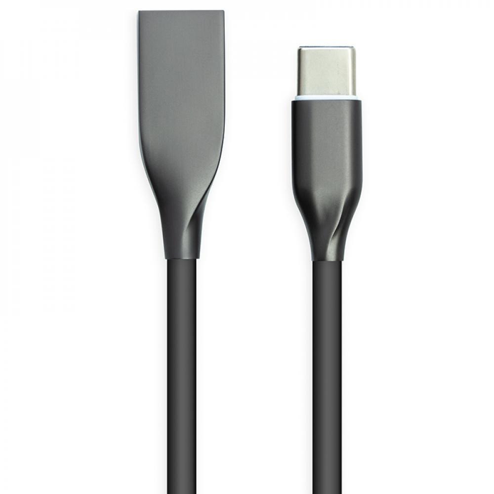 Фото Кабель PowerPlant USB - Type-C, 2м, силикон, черный CA911257
