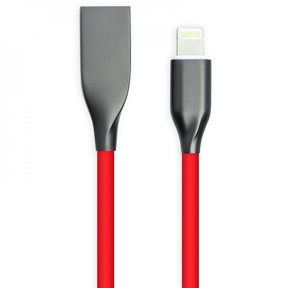 Фото Кабель PowerPlant USB - Lightning, 2м, силикон, красный CA911417