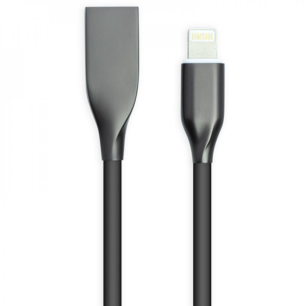 Фото Кабель PowerPlant USB - Lightning, 1м, силикон, черный CA911790
