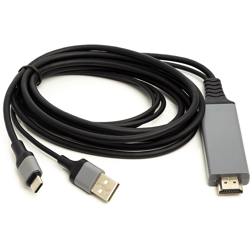 Фото Кабель PowerPlant HDMI (M) - USB (AM) / Type-C (M), 1 м CA912025