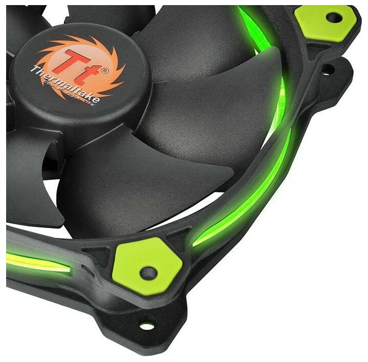 Цена Вентилятор для корпуса THERMALTAKE Riing 12 LED Radiator Fan Green 3 Pack CL-F055-PL12GR-A