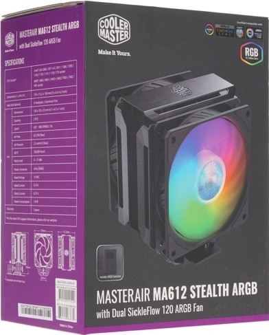 Цена Кулер для процессора CoolerMaster MasterAir MA612 STEALTH ARGB MAP-T6PS-218PA-R1