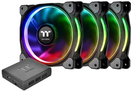 Фотография Кулер для компьютерного корпуса THERMALTAKE Riing Plus 14 RGB Radiator Fan TT Premium Edition 3-Fan (CL-F056-PL14SW-A)