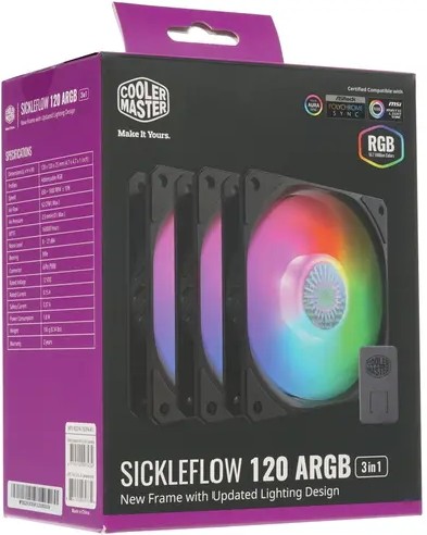 Цена Вентилятор для корпуса CoolerMaster SickleFlow 120 3in1 ARGB 4-pin MFX-B2DN-183PA-R1