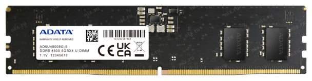 Фотография Оперативная память ADATA 8Gb 4800MHz DDR5 DIMM, CL40, 1.1v AD5U48008G-S