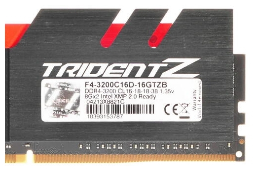 Картинка Оперативная память G.SKILL Trident Z F4-3200C16D-16GTZB (2x8GB) 16-18-18-38