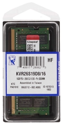 Картинка Оперативная память KINGSTON KVR26S19D8/16