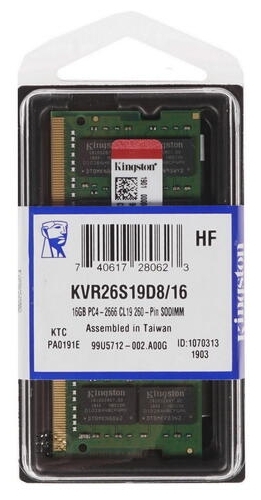 Цена Модуль памяти для ноутбука KINGSTON KVR26S19D8/16