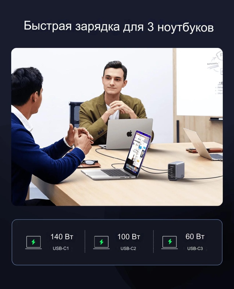 Картинка Зарядное устройство UGREEN Nexode 300W 5-Port PD Gan Fast Charger