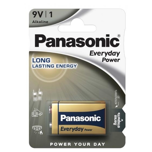 Фото Батарейка щелочная PANASONIC 6LR61REE/1BP Every Day Power крона/1B