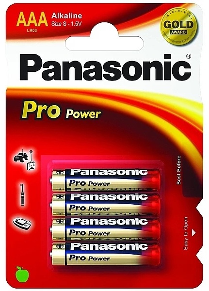 Фото Батарейка щелочная PANASONIC LR03XEG/4BP Pro Power AAA/4B