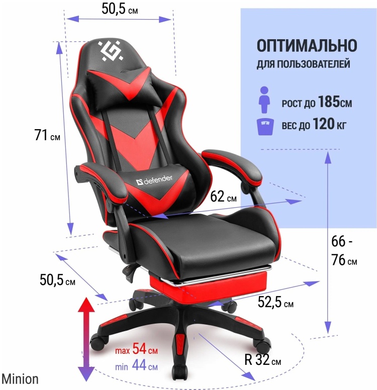 Купить Игровое компьютерное кресло DEFENDER Minion Red