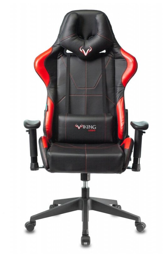 Фото Игровое компьютерное кресло ZOMBIE VIKING-5-AERO черный/красный искусст. кожа с подголов. крестовина пласт.