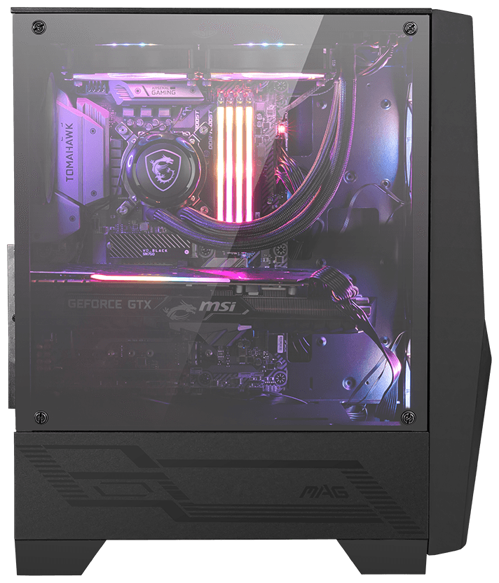 Картинка Компьютерный корпус MSI MAG FORGE 100R Tempered Glass RGB (без БП) black