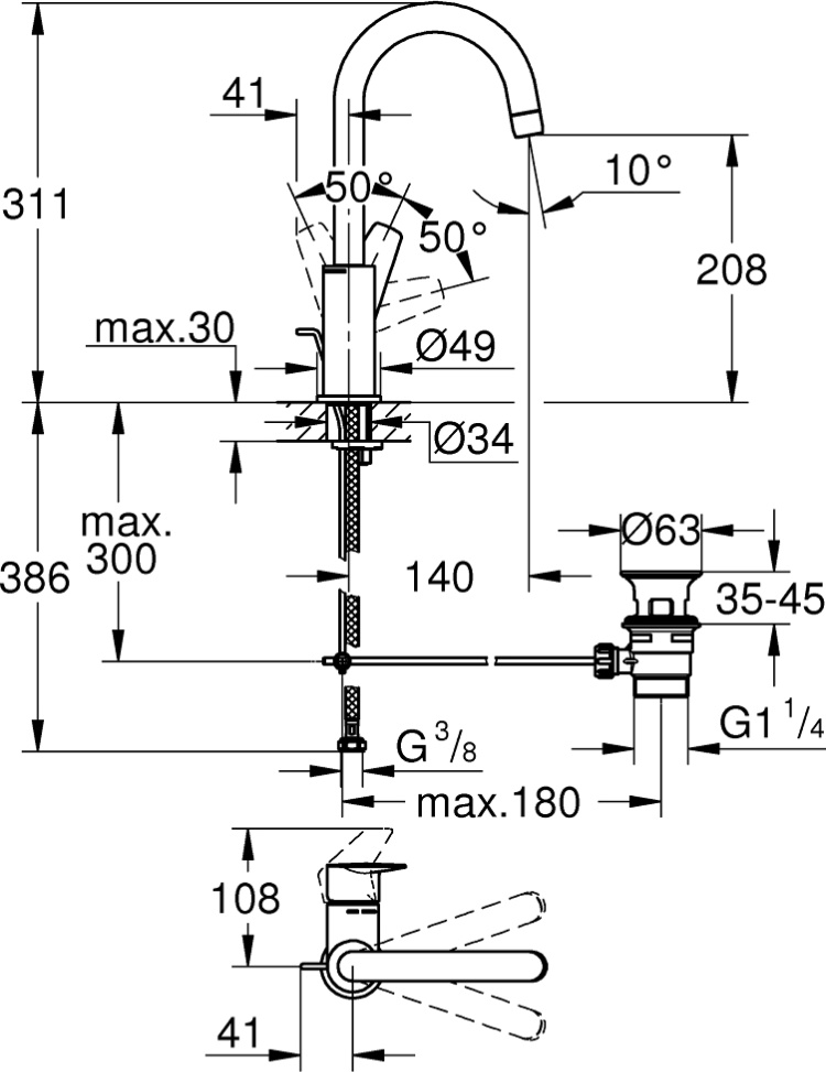 Фотография Смеситель GROHE 23760001 BauEdge