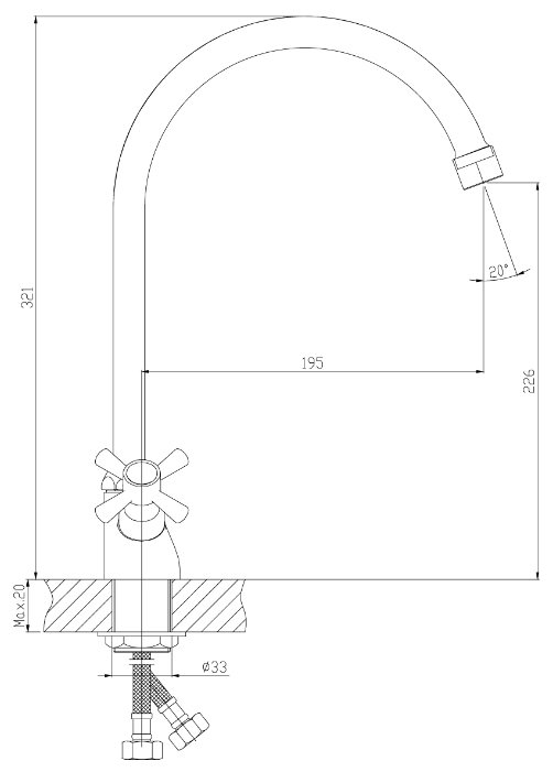 Фото DecoRoom DR46028-White Смеситель двуручный для кухни с повортным изливом, белый/хром