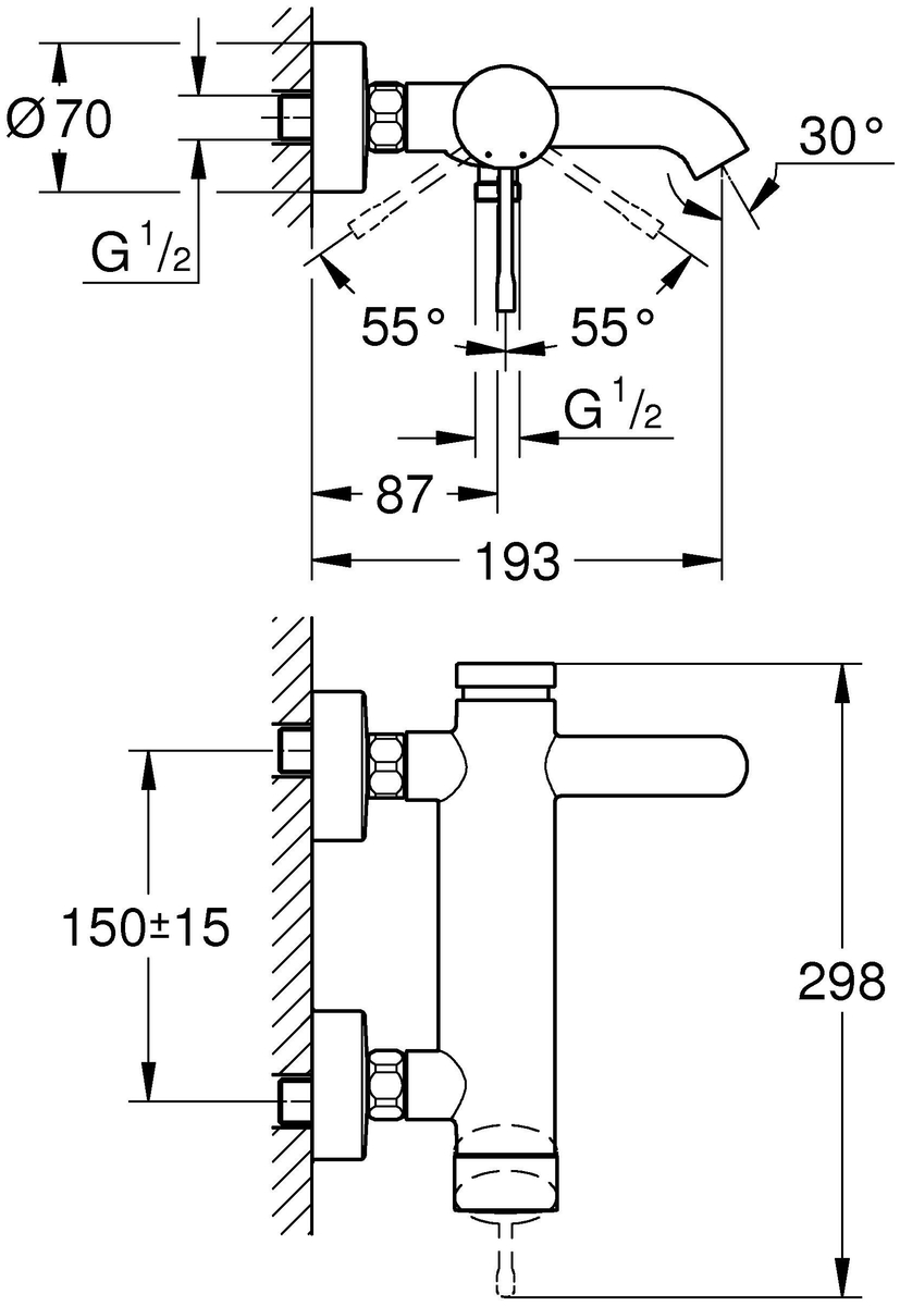 Фотография GROHE Смеситель для ванны однорычажный GROHE Essence+ 33624001