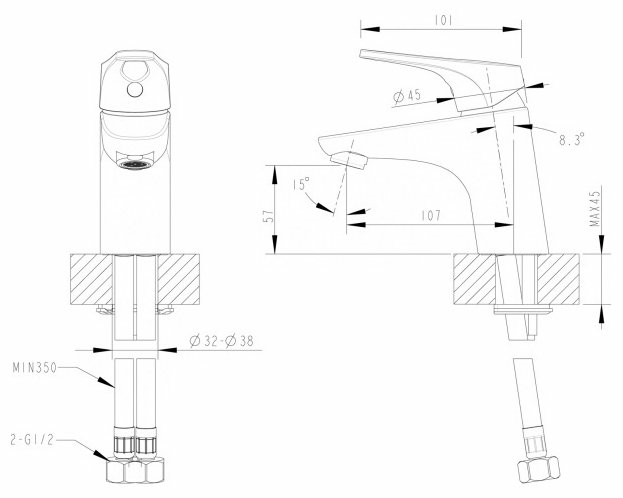 Фото BRAVAT F148162C BRAVAT DROP-D смеситель для раковины