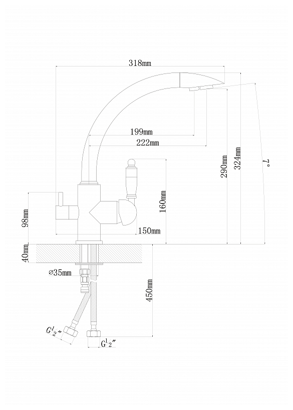 Фото Смеситель Florentina ШАЛЕ FL Black 25H.2113.102