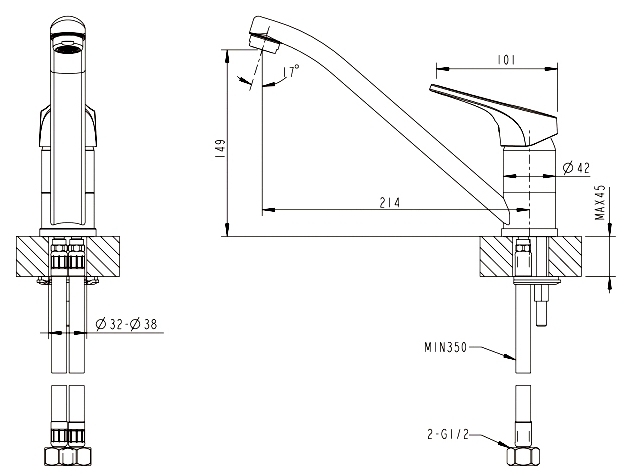 Фото BRAVAT F748162C-1 BRAVAT DROP-D Смеситель на кухонную мойку (к/к 8)