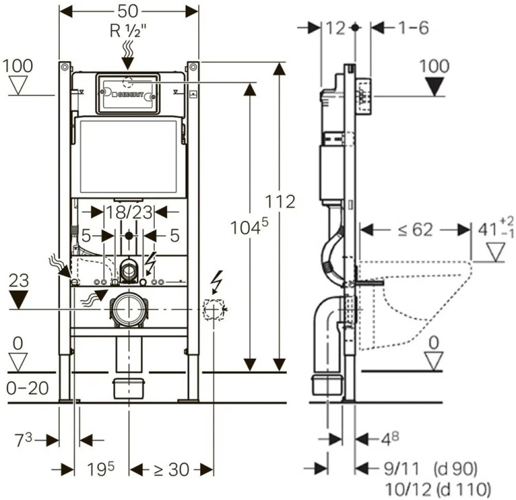 Фотография Инсталляция для подвесного унитаза GEBERIT Duofix UP100 111.153.00.1