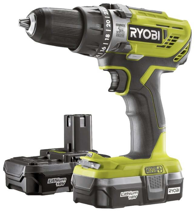 Фото Дрель-шуруповерт RYOBI R18PD3-213G