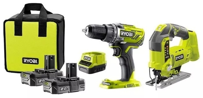 Фото Набор RYOBI R18DDJS-220S (шуруповерт и лобзик)