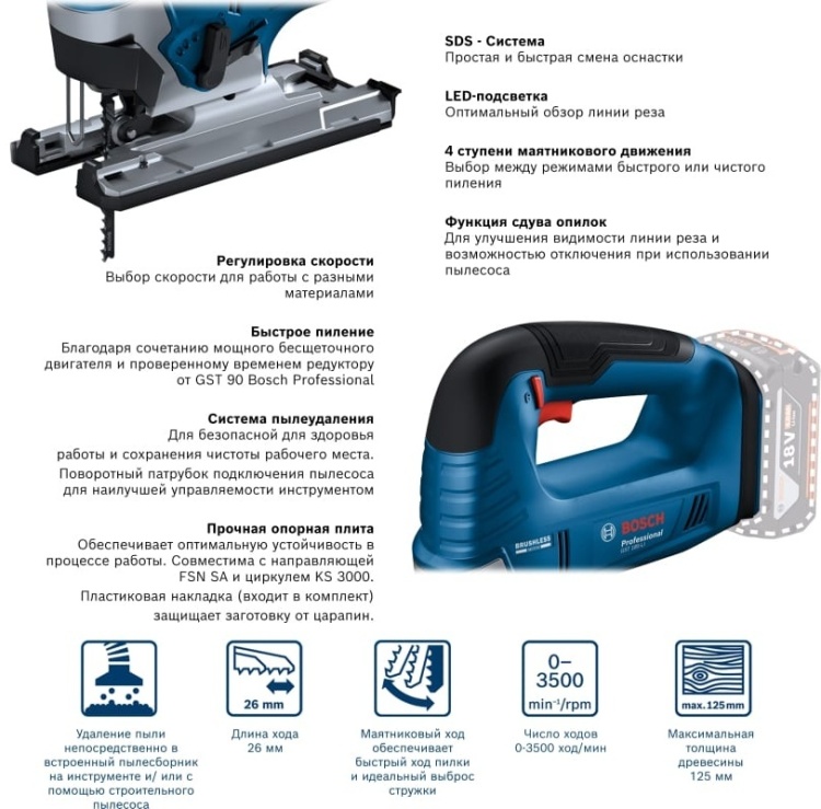 Фотография Лобзик BOSCH GST 185-LI (06015B2021)