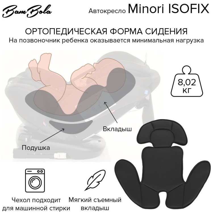Удерживающее устройство BAMBOLA 0-36 кг Minori ISOFIX Темно/Серый 2шт/кор KRES3558 Казахстан
