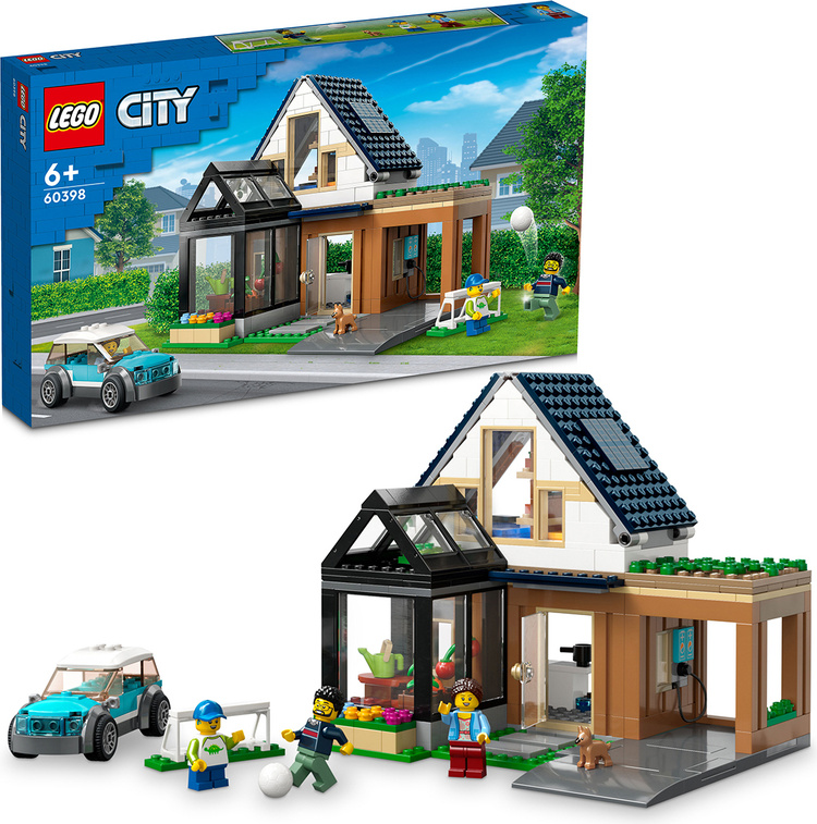 Картинка Конструктор LEGO 60398 Город Семейный дом и электромобиль
