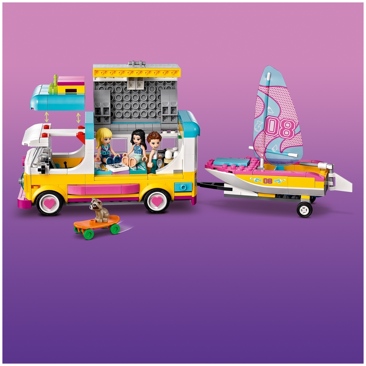 Цена Конструктор LEGO 41681 Подружки Лесной дом на колесах и парусная лодка