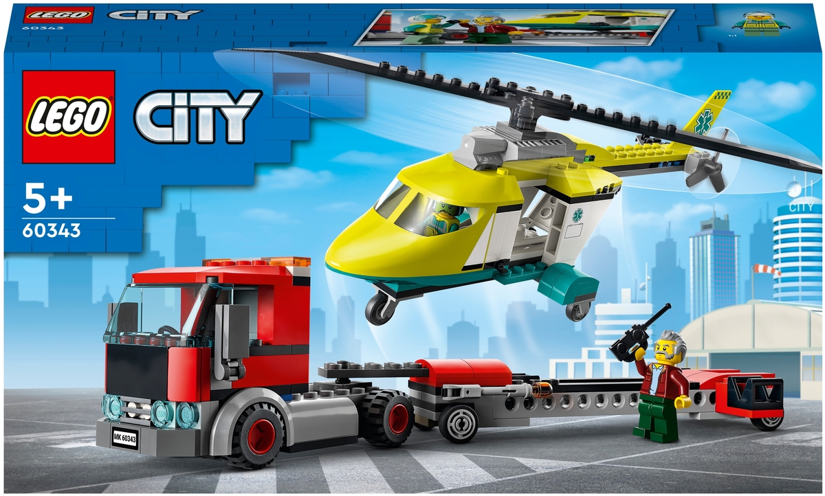 Картинка Конструктор LEGO 60343 Город Грузовик для спасательного вертолёта