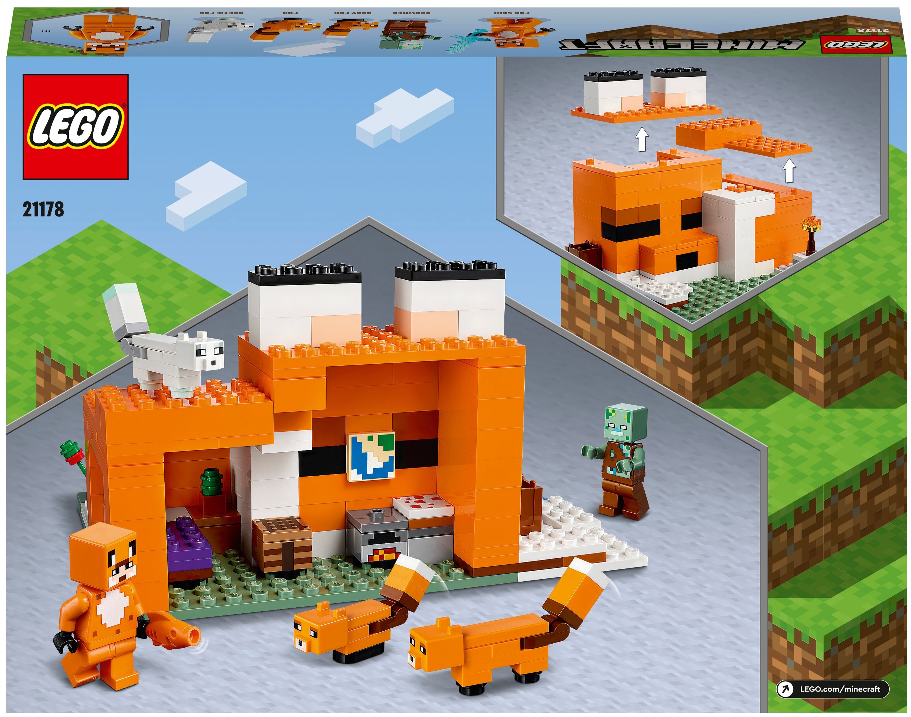 Фото Конструктор LEGO Minecraft Лисья хижина 21178