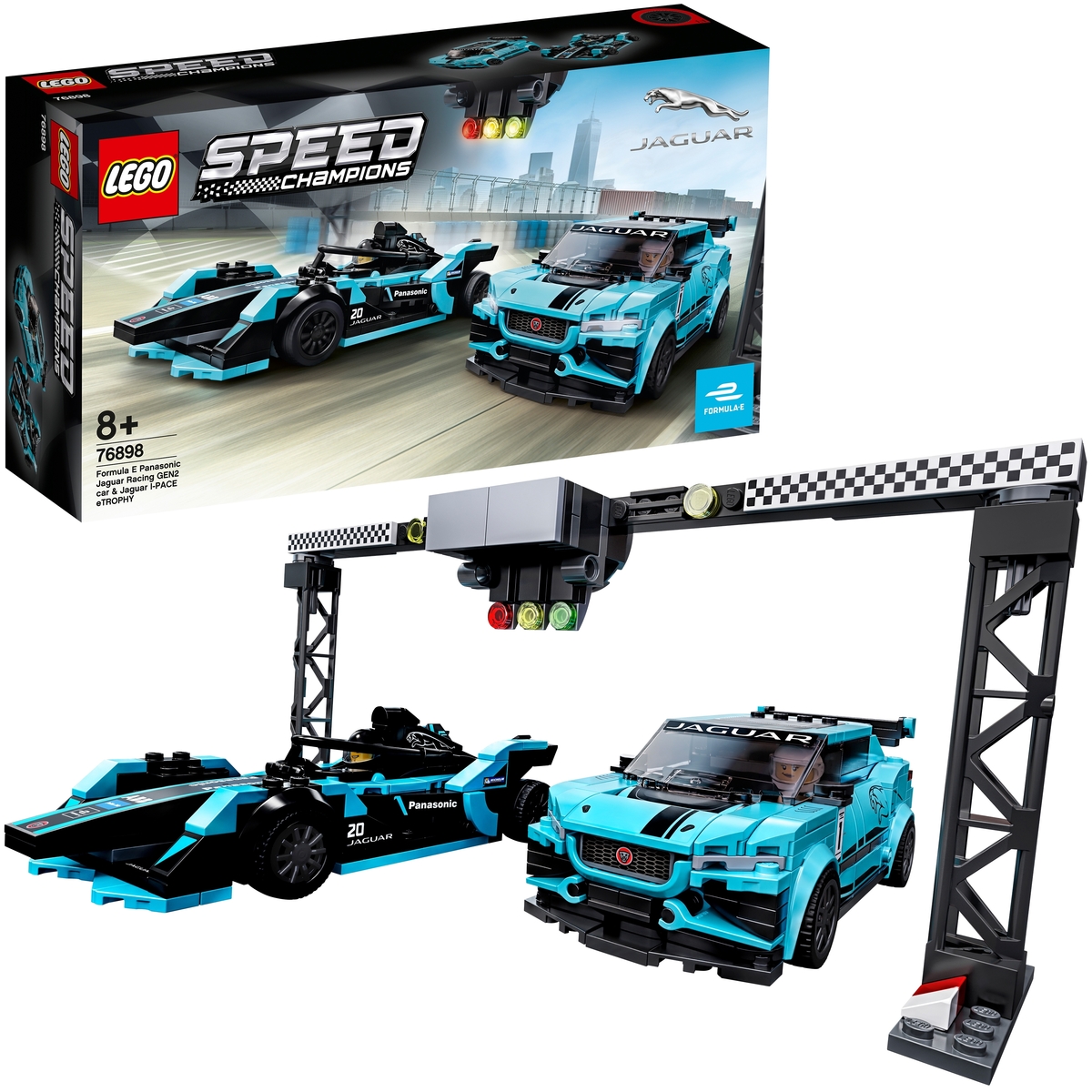 Фотография Конструктор LEGO 76898 Speed Champions Formula E Panasonic Jaguar Racing GEN2 car & Jaguar I-PACE eTROPHY