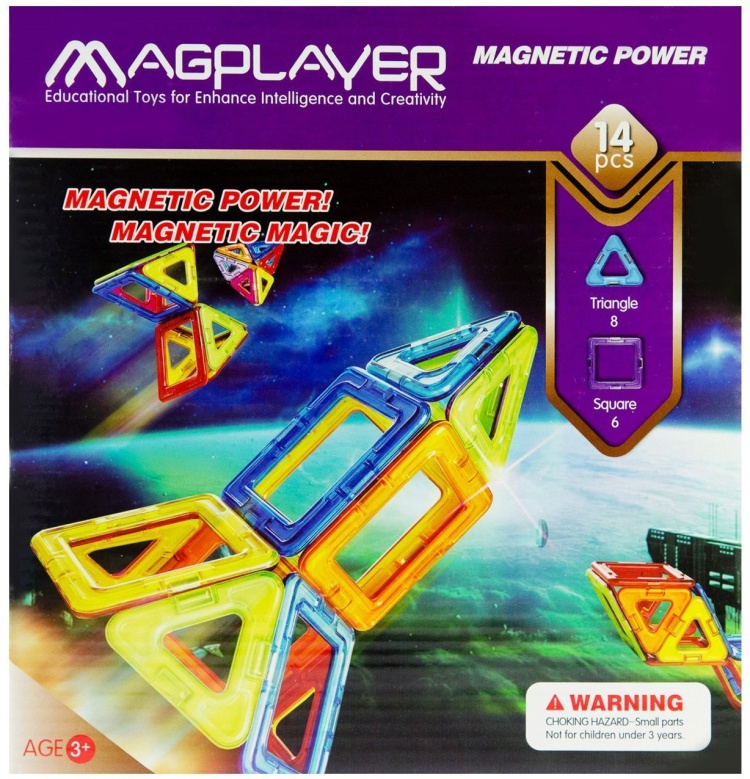 Конструктор Magplayer магнитный набор 14 эл. MPB-14