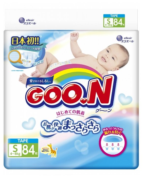 Подгузники Goo.N 4-8кг S 84шт