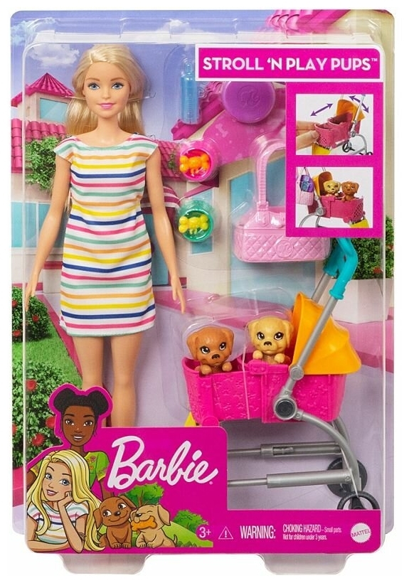 Картинка Кукла BARBIE GHV92 BRB Барби с щенком в коляске