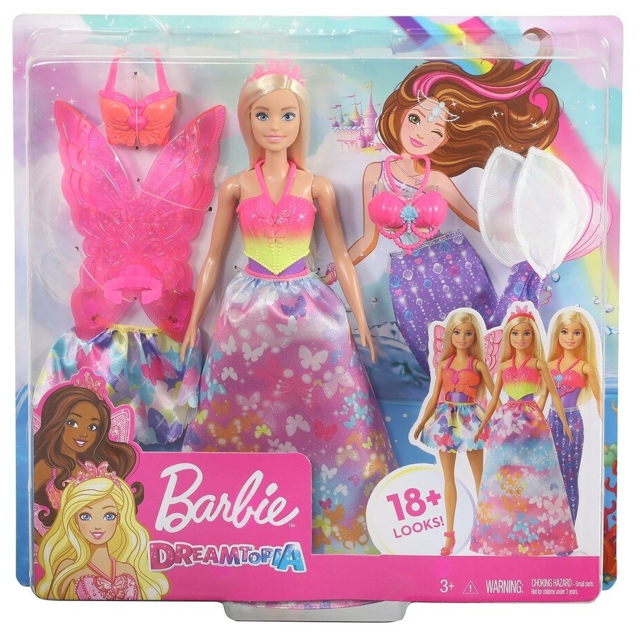 Цена Игровой набор BARBIE кукла Barbie Dreamtopia 3-в-1 GJK400