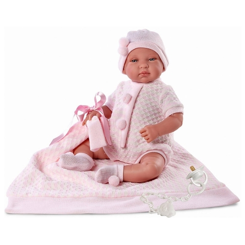 Фото Кукла LLORENS малышка 35 см в розовой шапочке с пумпоном с одеялом 63546