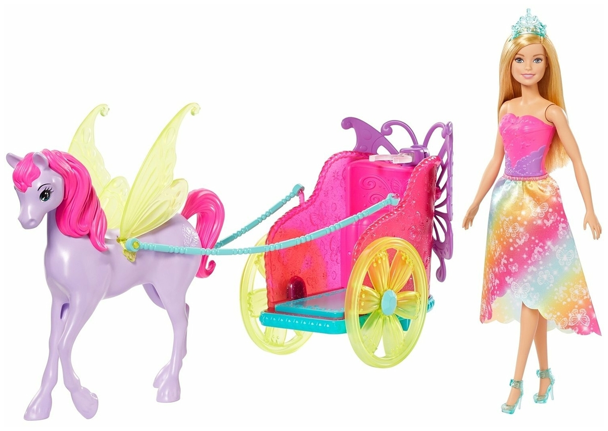 Кукла BARBIE Dreamtopia Сказочный экипаж с фантастической лошадью GJK530