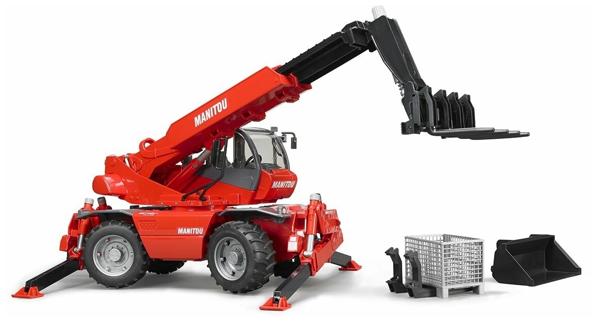 Картинка Машинка BRUDER Погрузчик колесный Manitou MRT 2150 с телескопическим ковшом 02-129