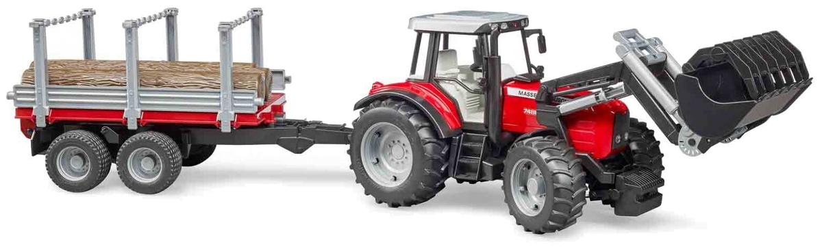 Картинка Машинка BRUDER Трактор Massey Ferguson c манипулятором и прицепом 02-046