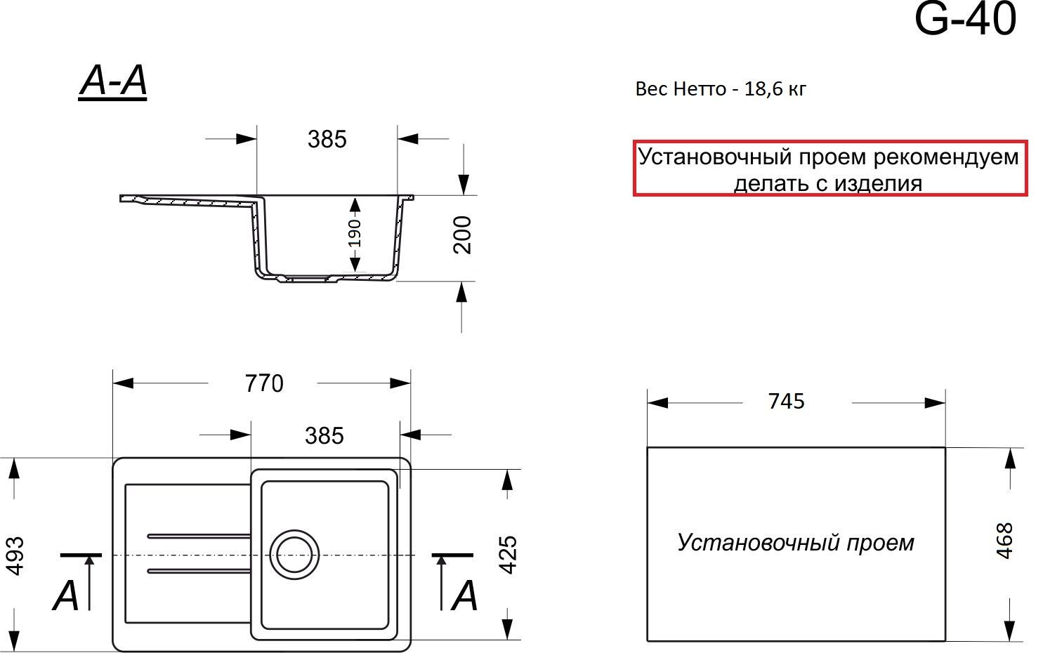 Фотография Кухонная мойка GranAlliance G-40 Black