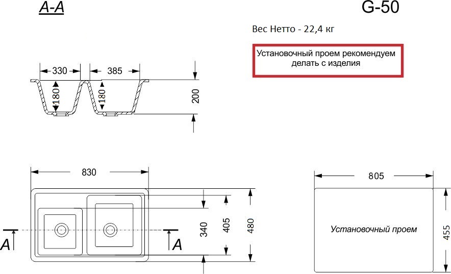 Фото Кухонная мойка GranAlliance G-50 Black