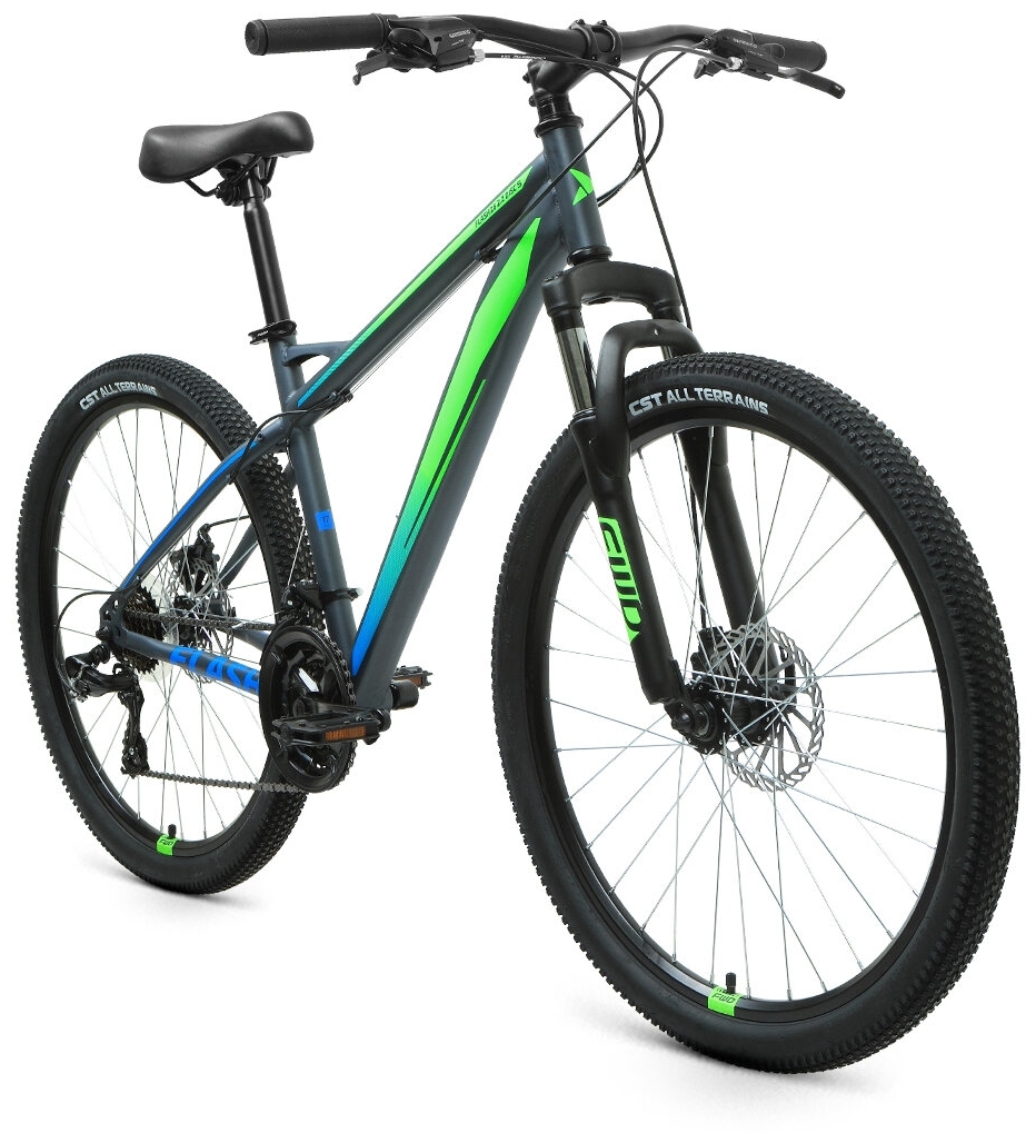 Фото Велосипед FORWARD FLASH 26 2.2 S DISC (2021) (15, серый матовый-ярко-зеленый)