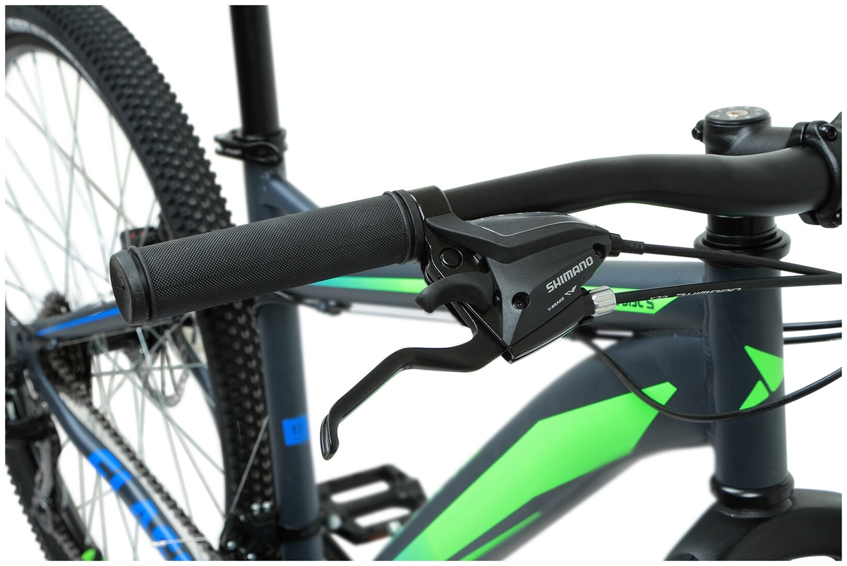 Фотография Велосипед FORWARD FLASH 26 2.2 S DISC (2021) (15, серый матовый-ярко-зеленый)