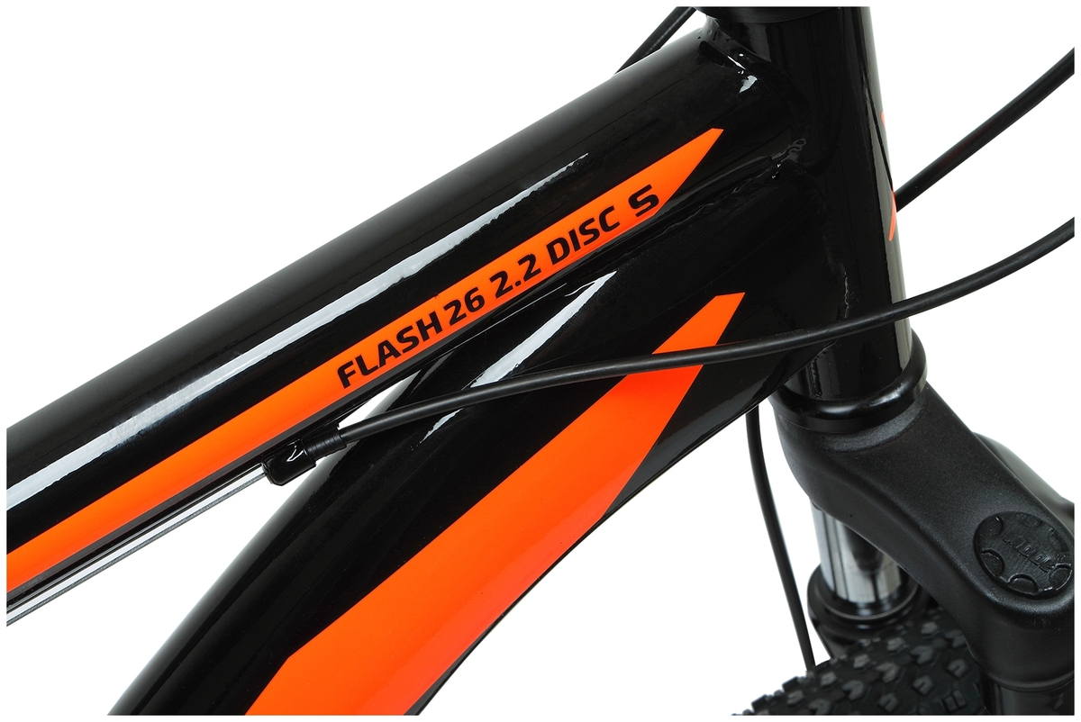 Картинка Велосипед FORWARD FLASH 26 2.2 S DISC (2021) (15, черный-оранжевый)