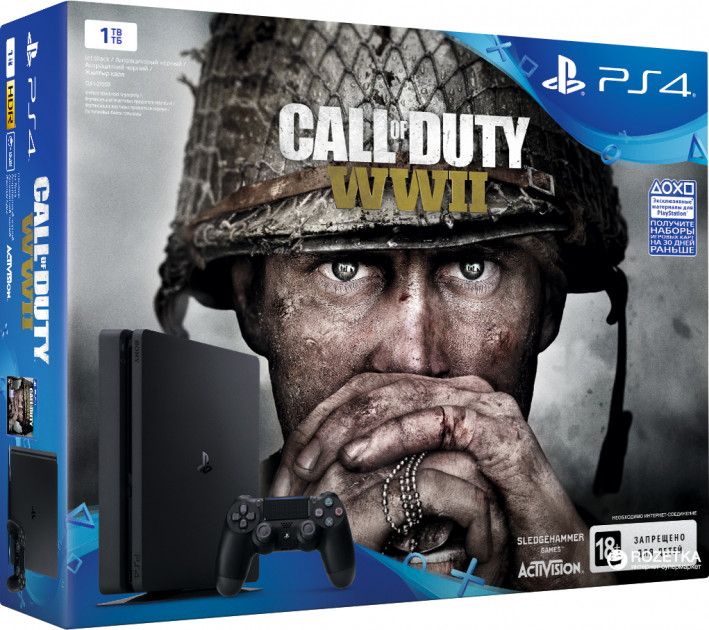 картинка Игровая консоль SONY PS4 1TB (CUH-2108B) Call Of Duty WWII от магазина 1.kz
