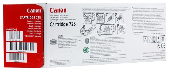 Цена Картридж CANON 725 Black