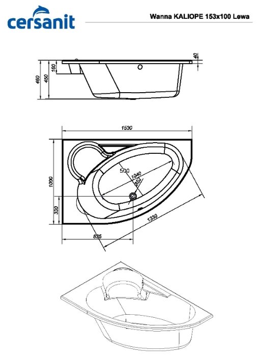 Цена Ванна CERSANIT KALIOPE 153*100 левая